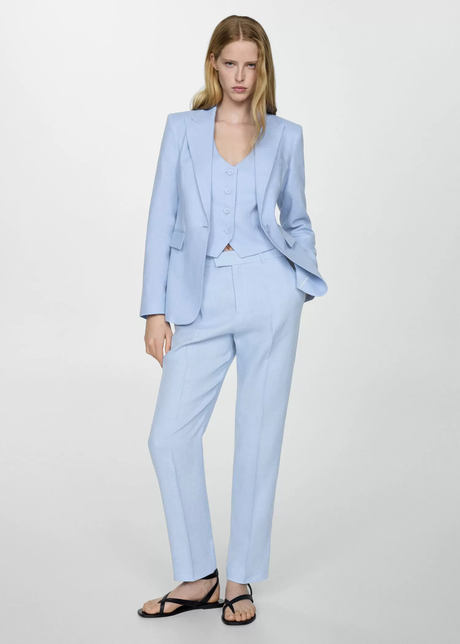 100% linen suit trousers