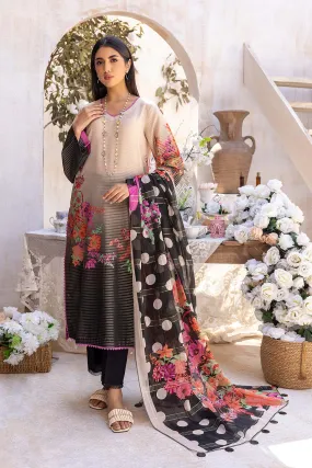 3-Pc Charizma Unstitched Printed Bnarsi Suit With Banarsi Lawn Dupatta CP23-36