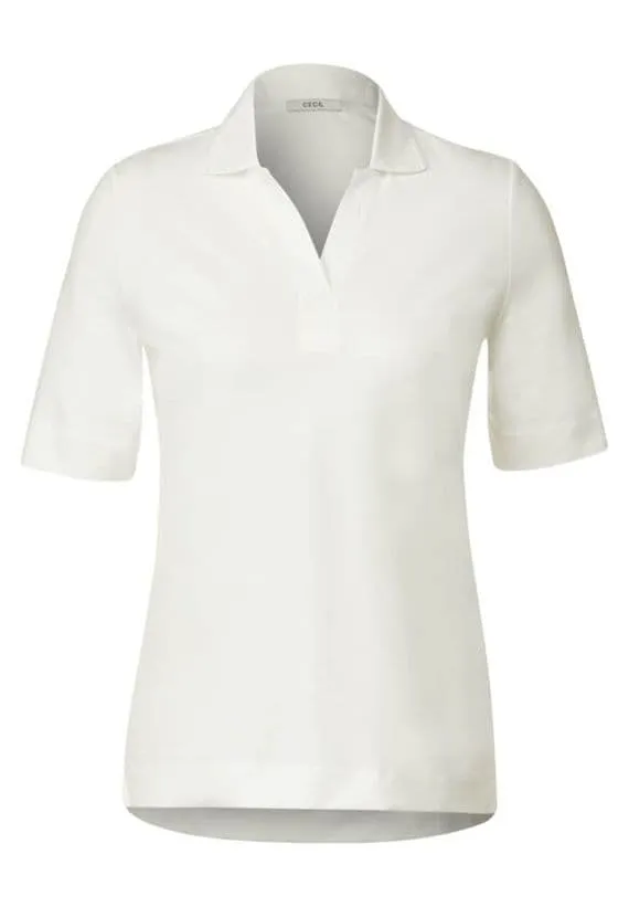 321113- Piqué Polo Shirt- Vanilla White- Cecil