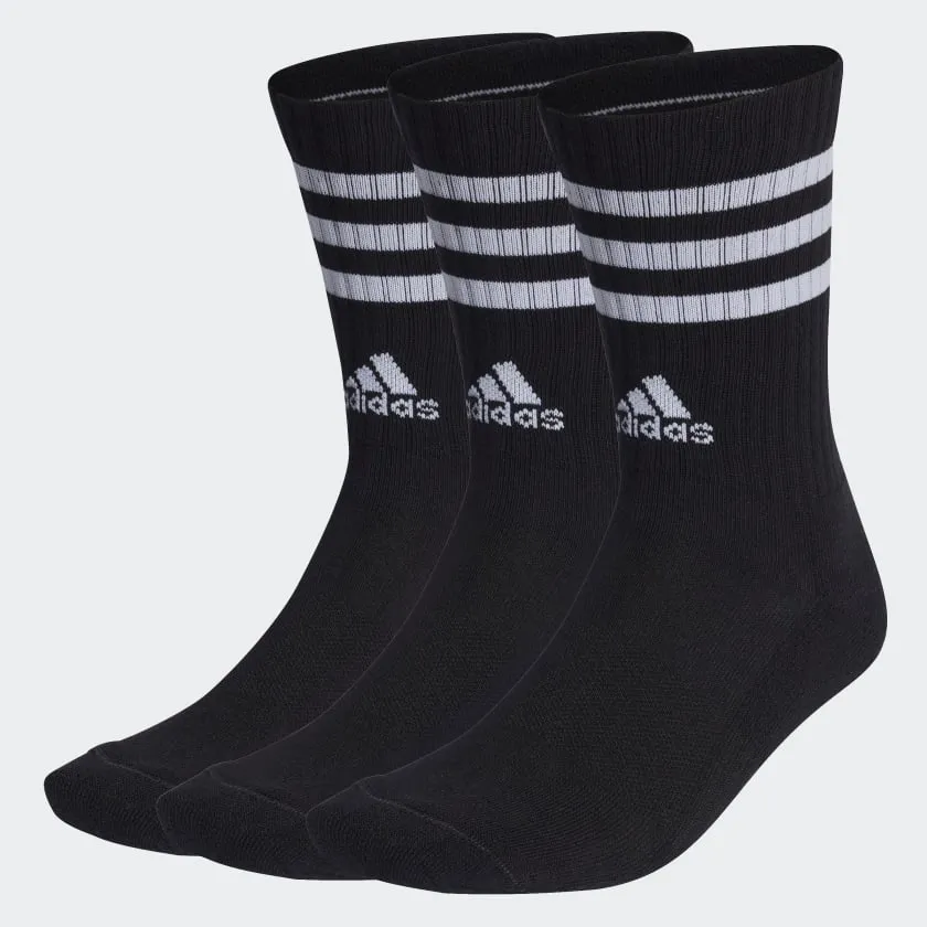 ADIDAS UNISEX 3-STRIPE CREW 3 PAIRS BLACK SOCKS