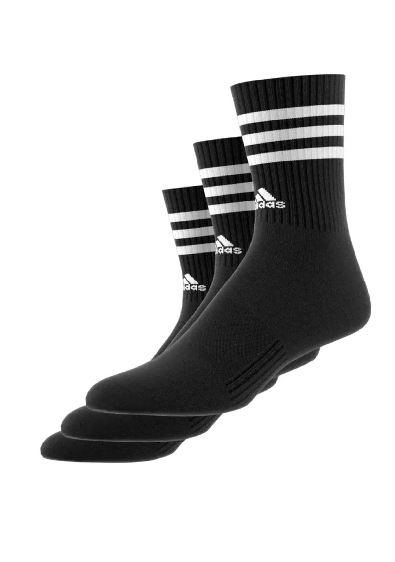 ADIDAS UNISEX 3-STRIPE CREW 3 PAIRS BLACK SOCKS