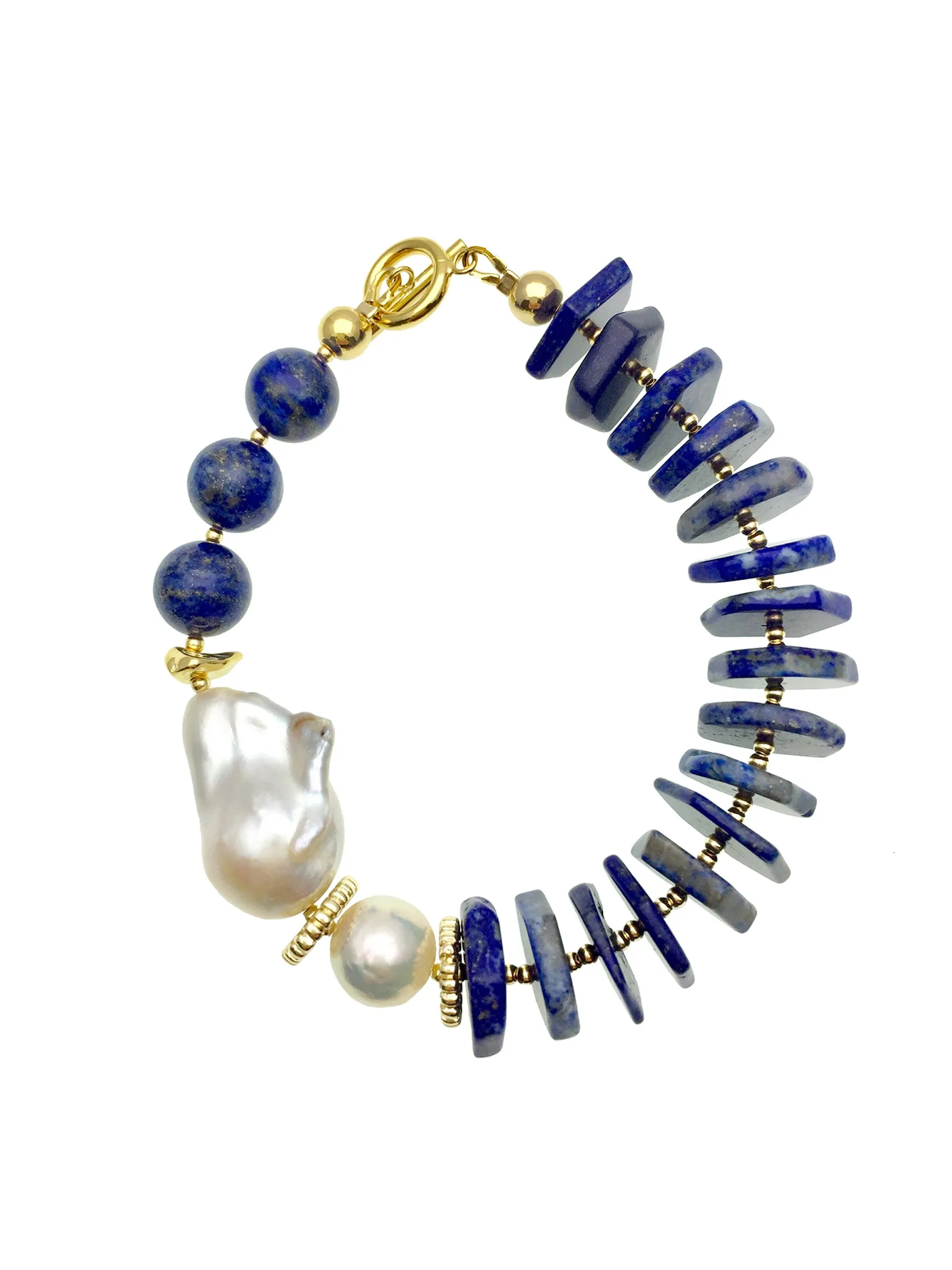 Baroque pearls & Lapis Lazuli Bracelet AB002