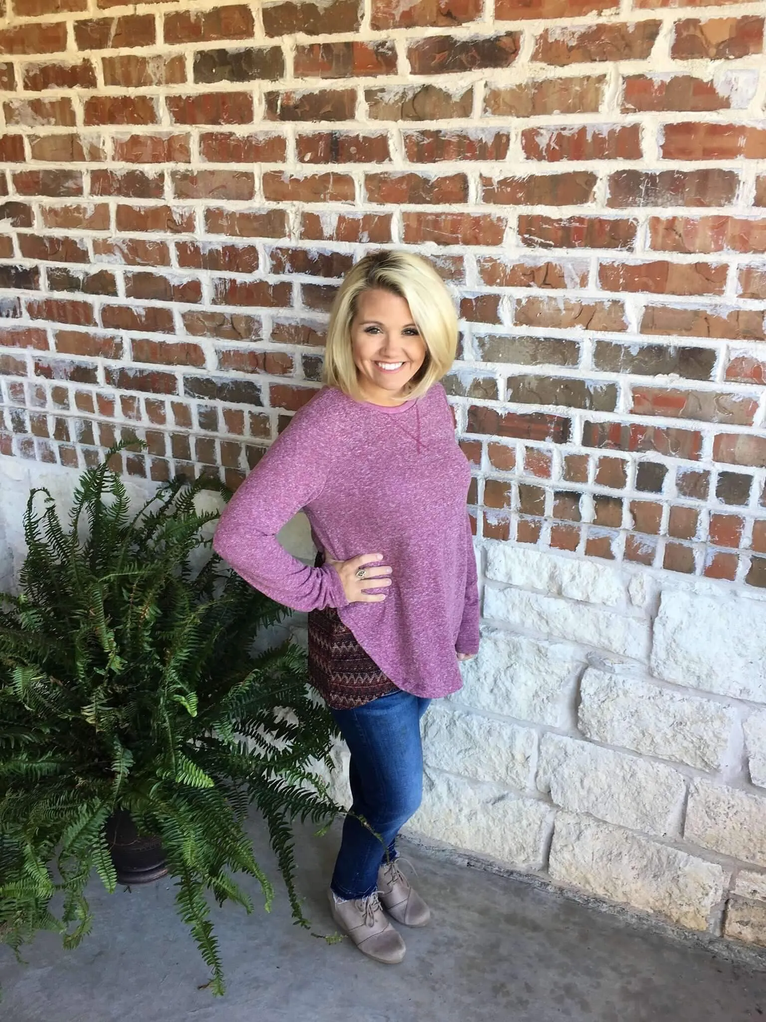 Berry Shirt with Lace