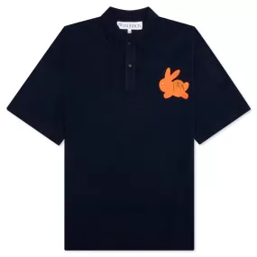 Bunny Embroidery Polo Shirt - Navy