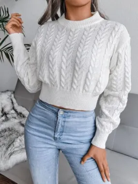 Cable-Knit Round Neck Sweater