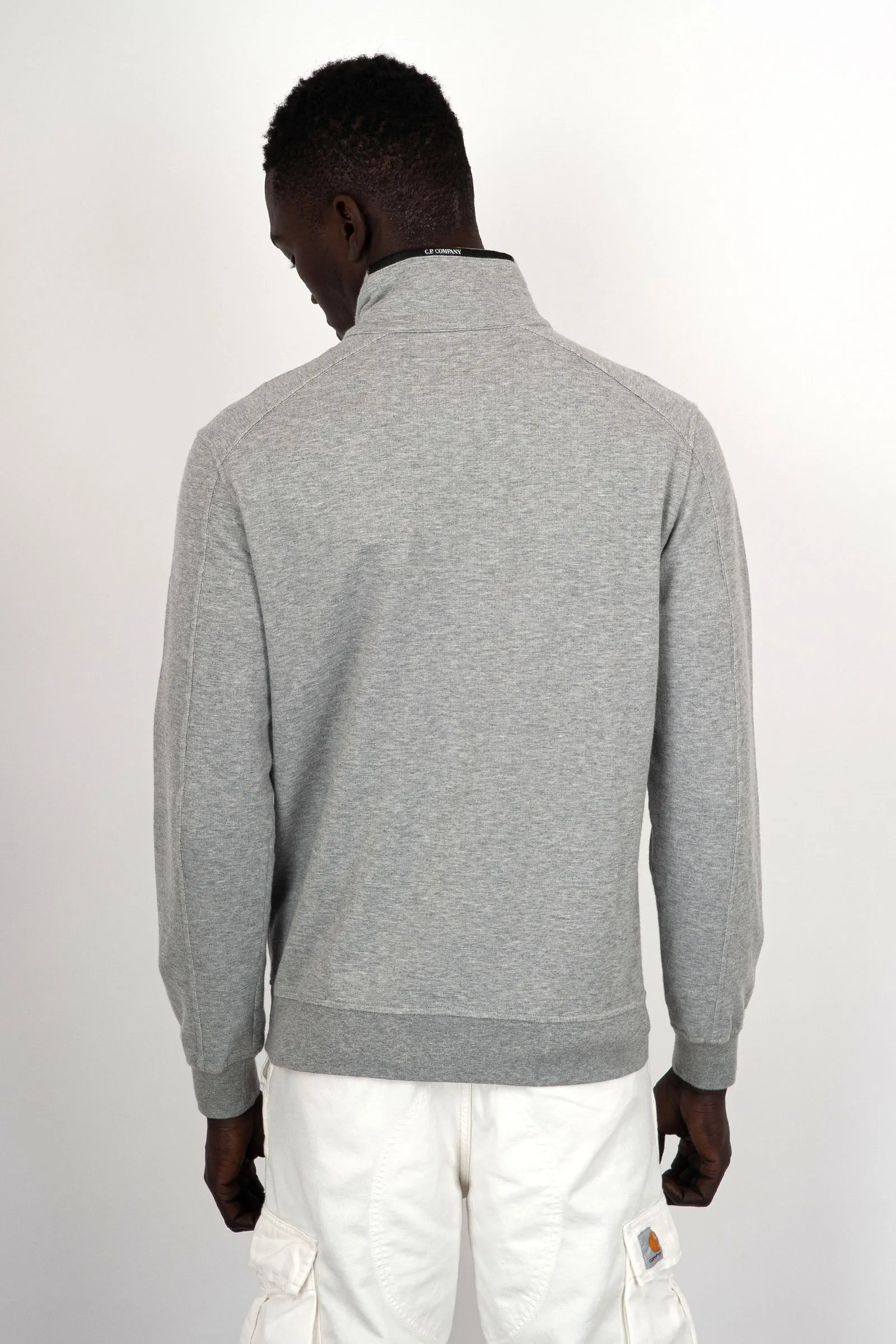 C.P. Company Felpa Light Fleece Zipped Cotone Grigio Melange