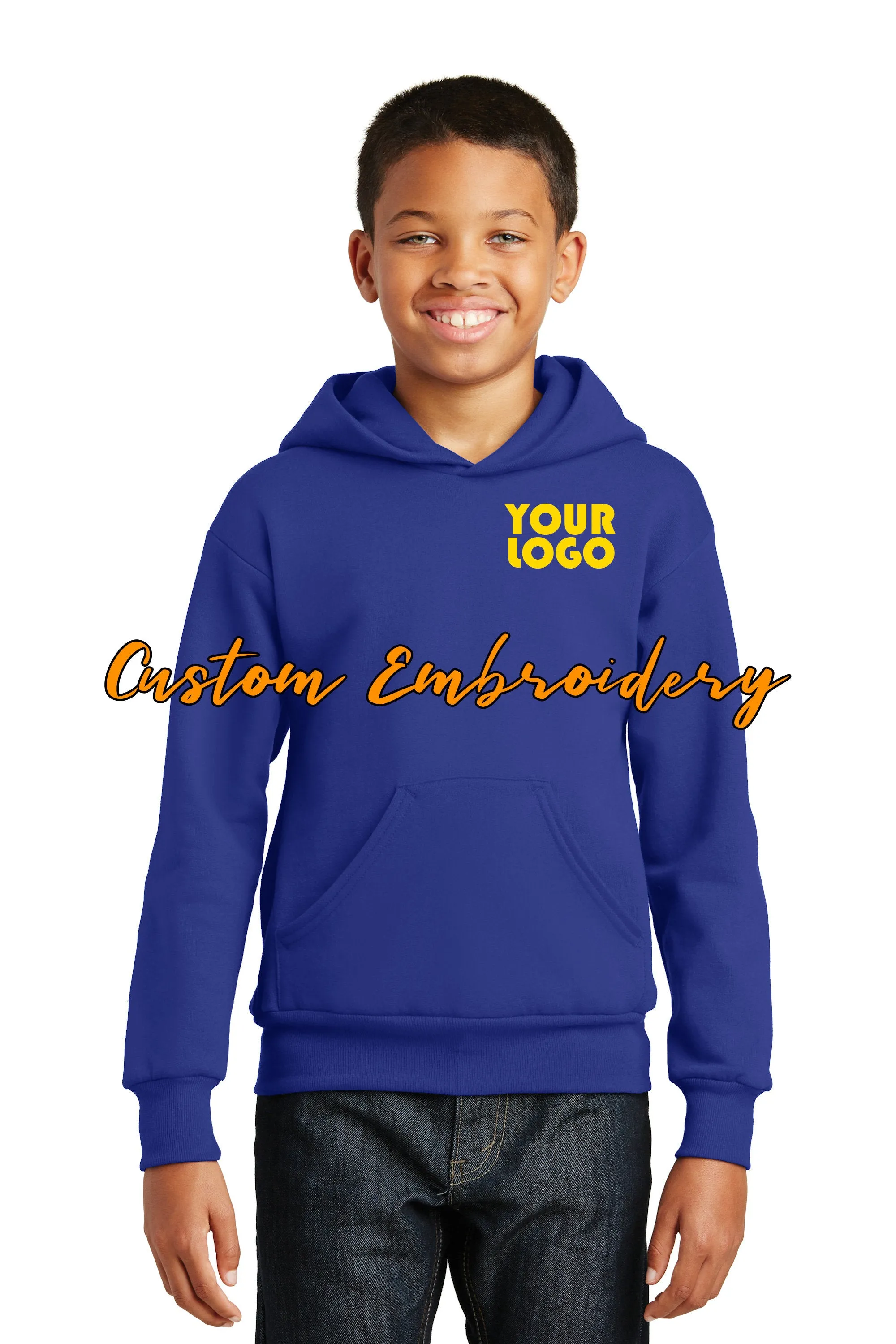 Custom Embroider Hanes EcoSmart Pullover Hooded Sweatshirt Hoodie - Includes one 4in x 4in Embroidery - No Setup - Personalized 