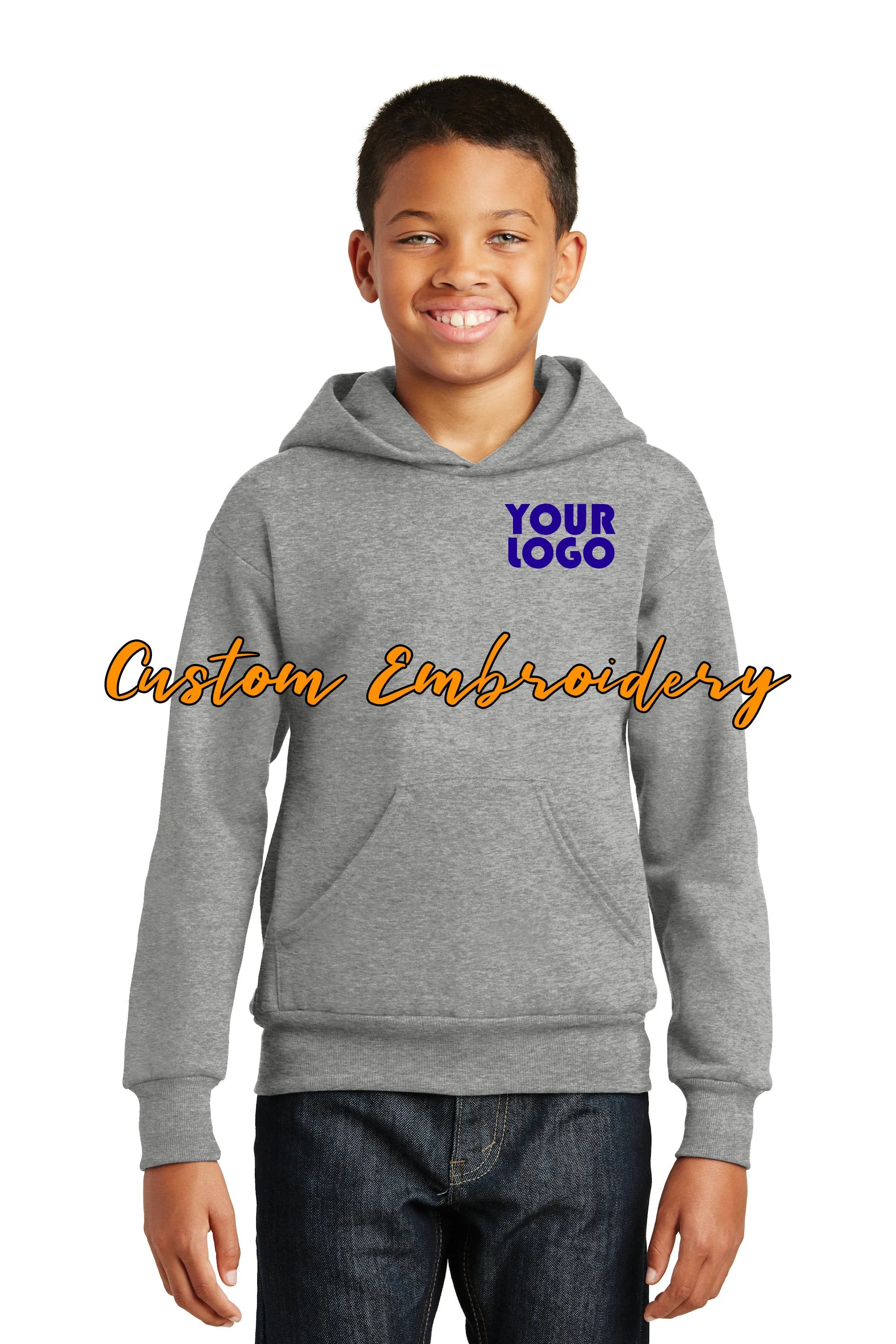 Custom Embroider Hanes EcoSmart Pullover Hooded Sweatshirt Hoodie - Includes one 4in x 4in Embroidery - No Setup - Personalized 