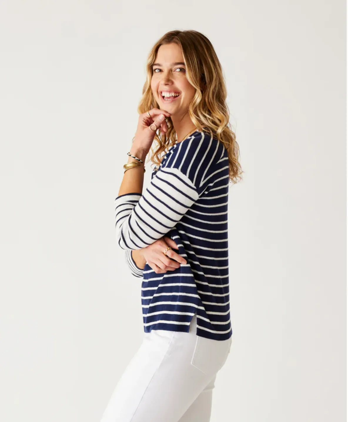 D Zella Pullover - navy breton stripe