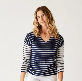 D Zella Pullover - navy breton stripe