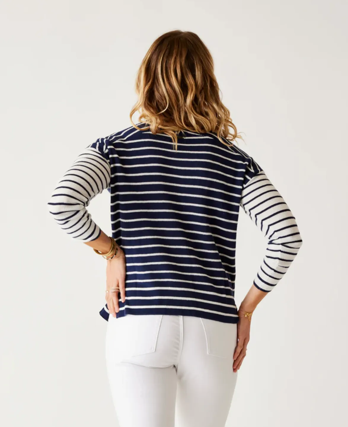 D Zella Pullover - navy breton stripe