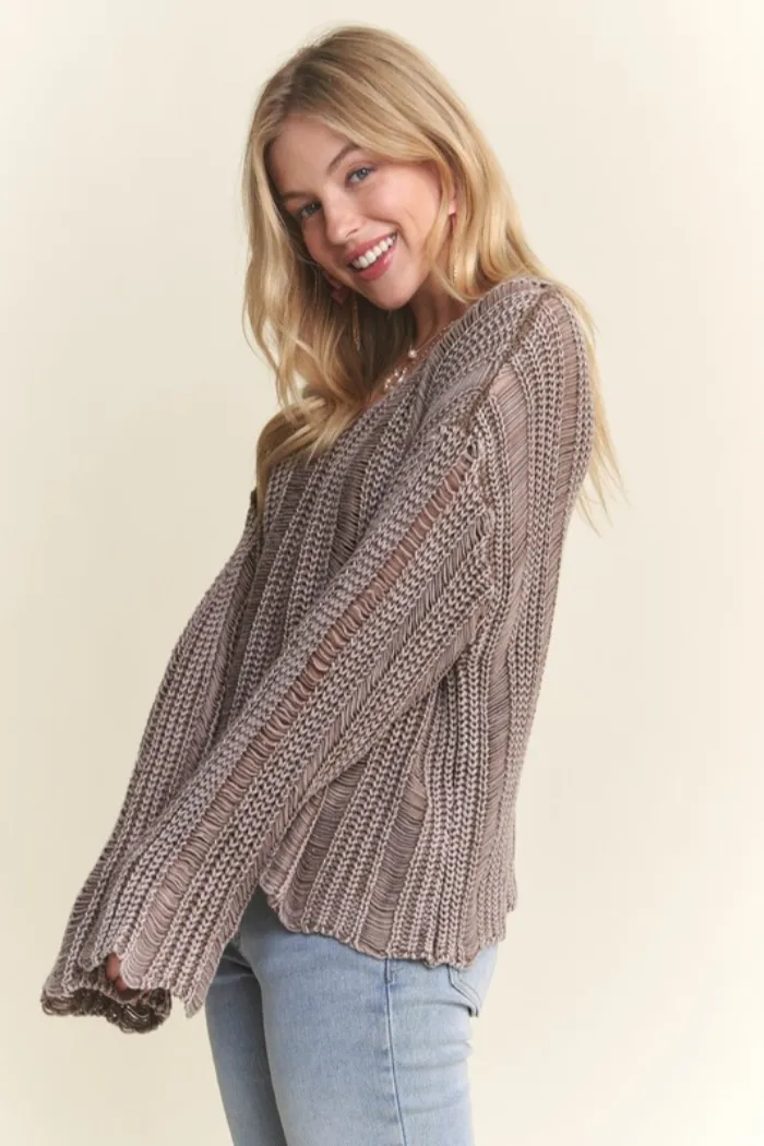 Distressed Mineral Wash Sweater