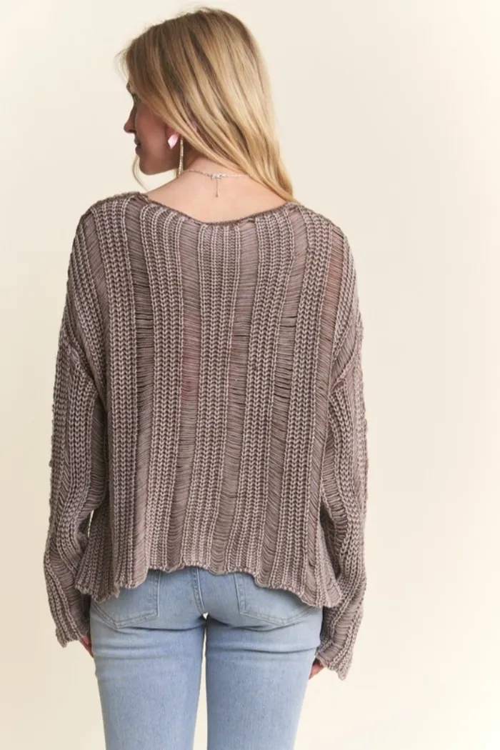 Distressed Mineral Wash Sweater