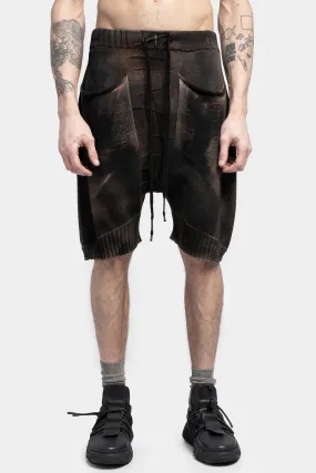 Drop crotch knit shorts, Rust / Black spray