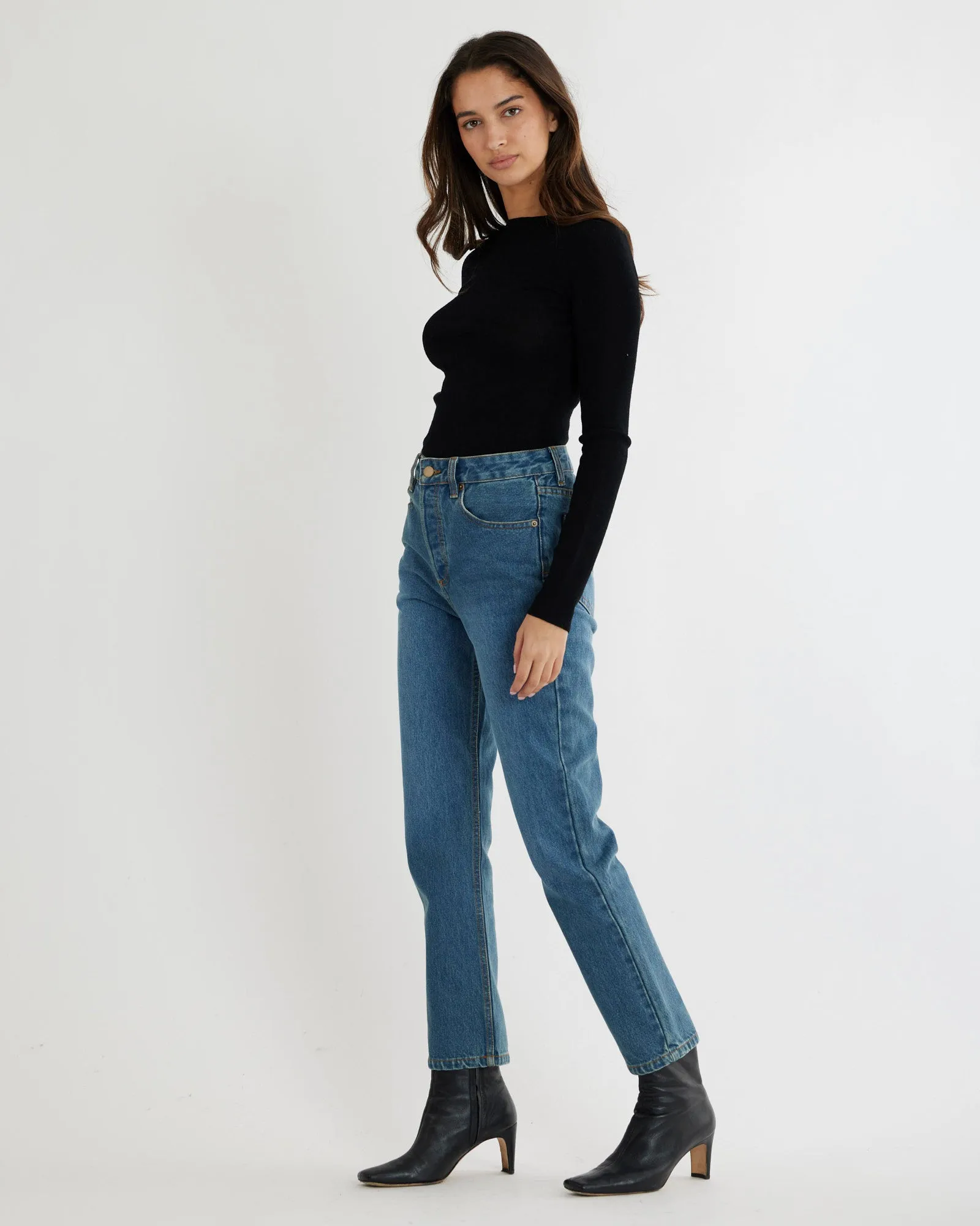 Ellie Merino Knit Boat Neck - Black