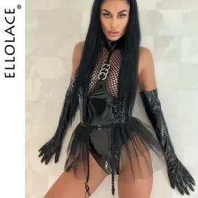 Ellolace Bodysuit Ruffle Halter Body Teddy