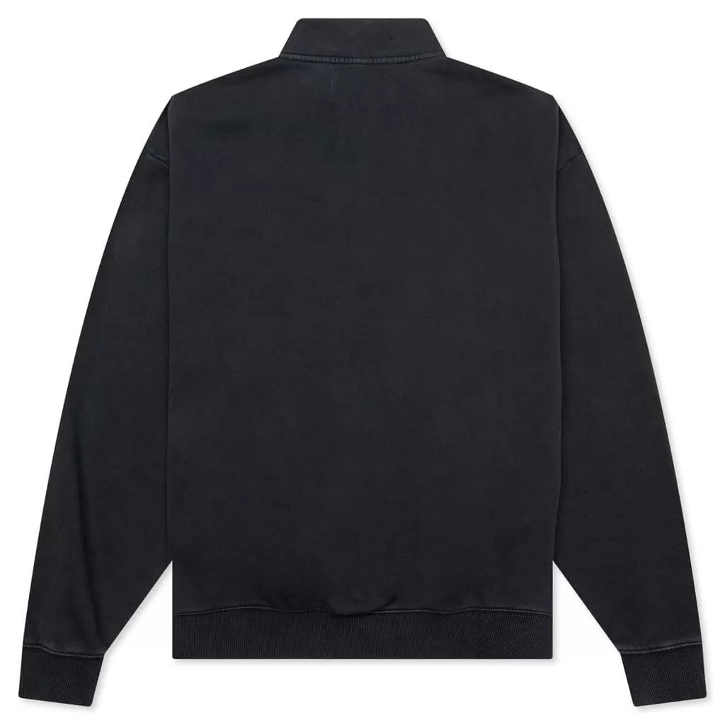 Embroidered Logo Quarter Zip Sweatshirt - Black