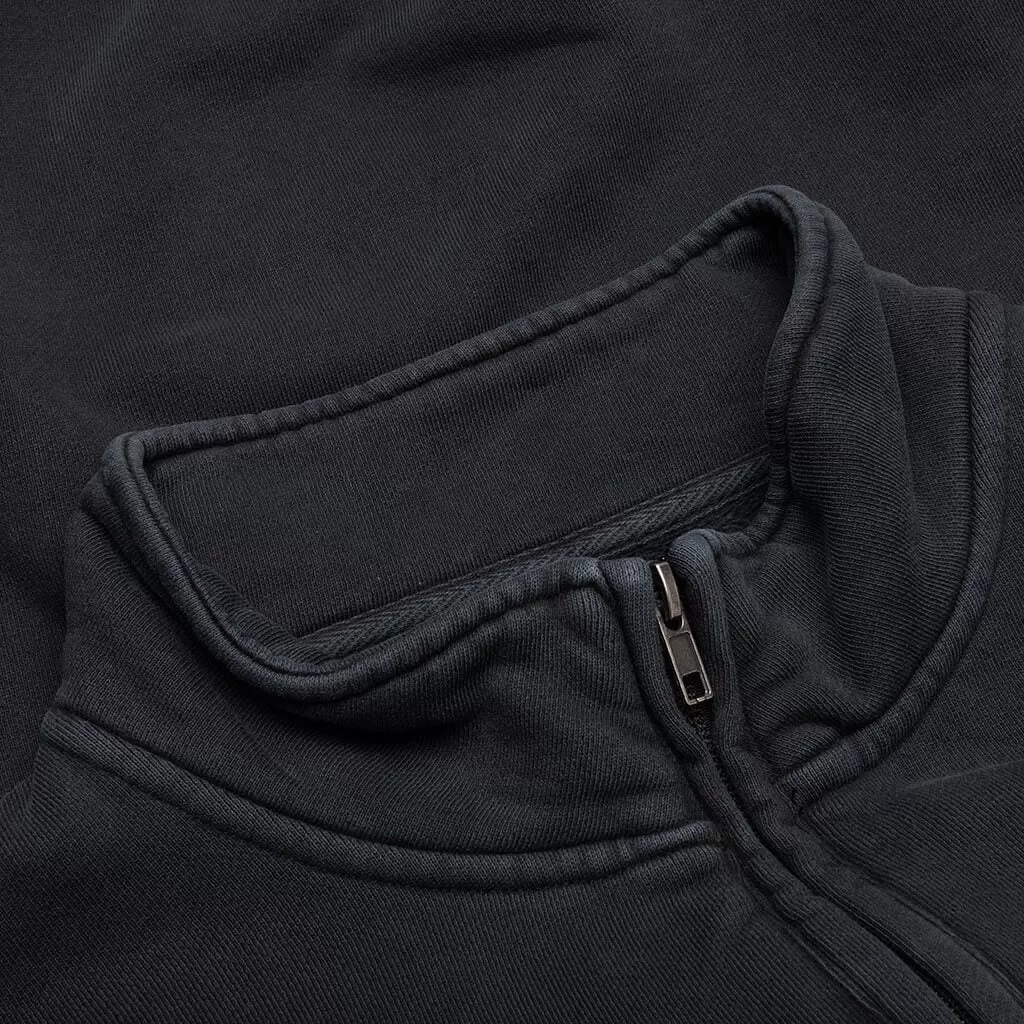 Embroidered Logo Quarter Zip Sweatshirt - Black