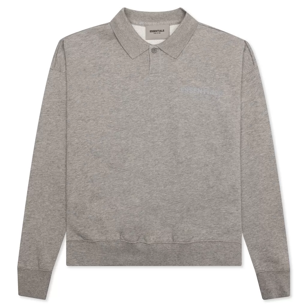 Essentials Kid's L/S Polo - Dark Heather Oatmeal