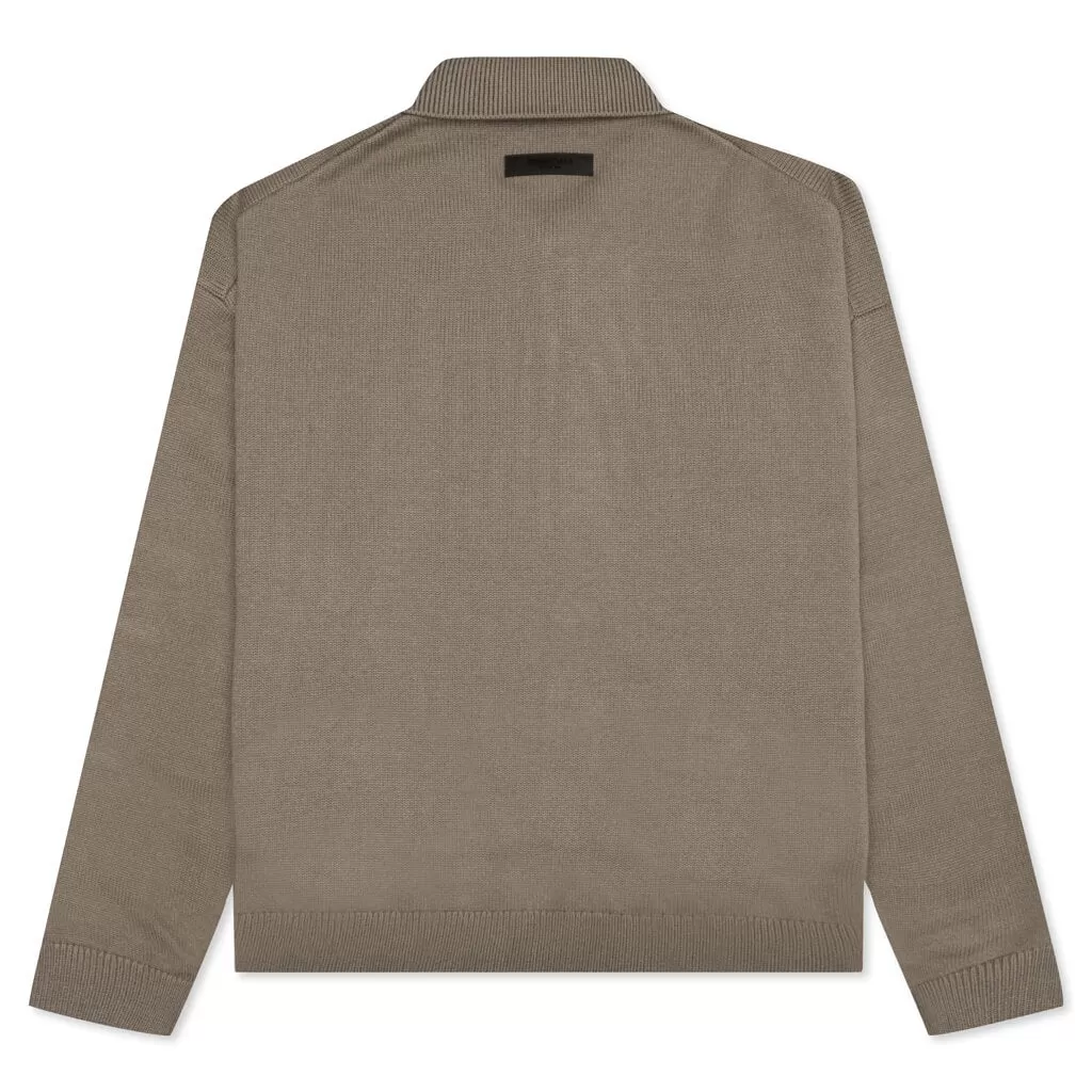 Essentials Knit L/S Polo - Oak