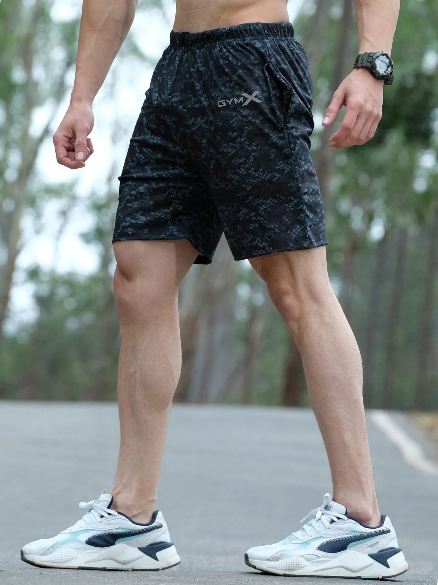 Freeze Blue Camo GymX Shorts - Sale