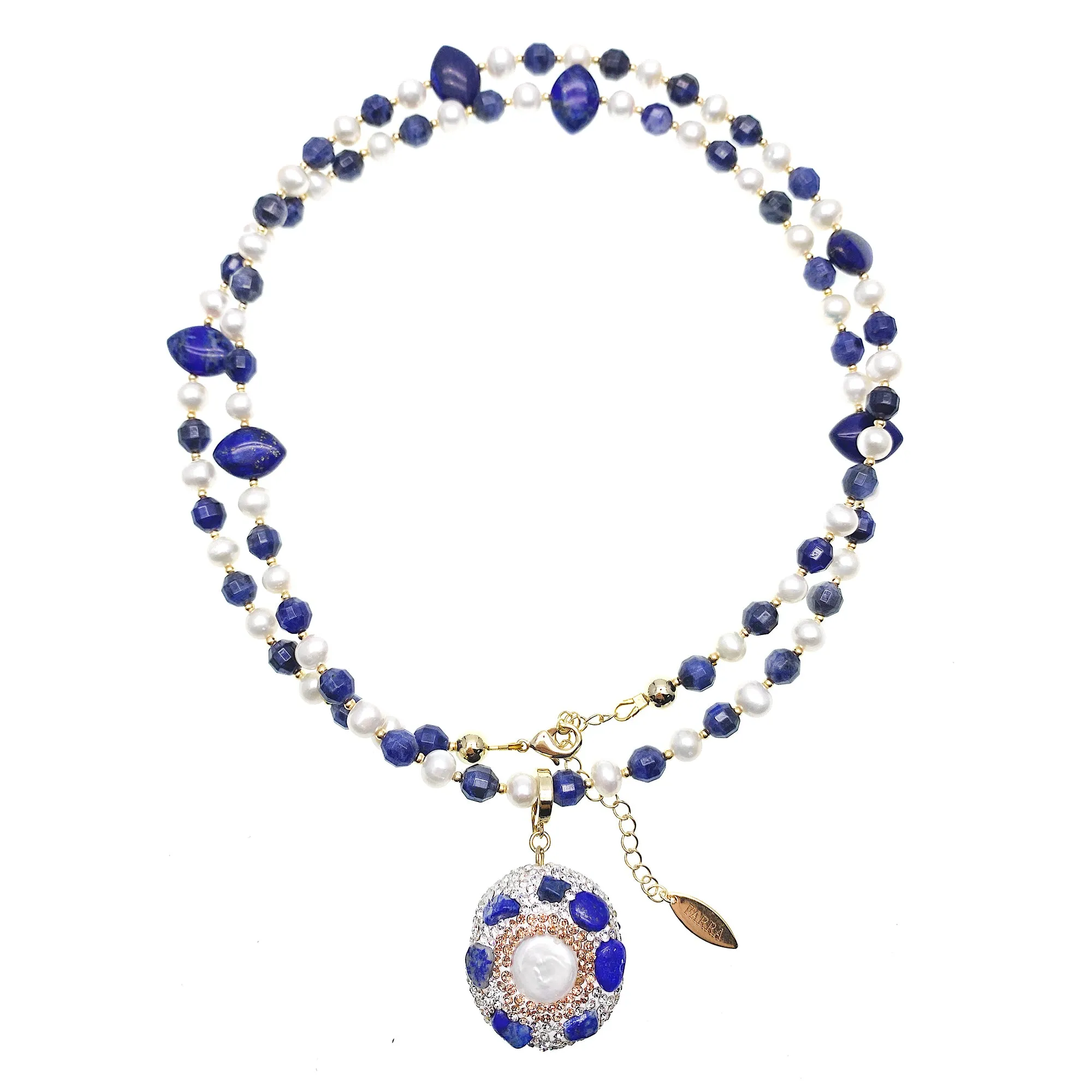 Freshwater Pearls With Lapis And Sodalite MuIti-way Necklace HN005