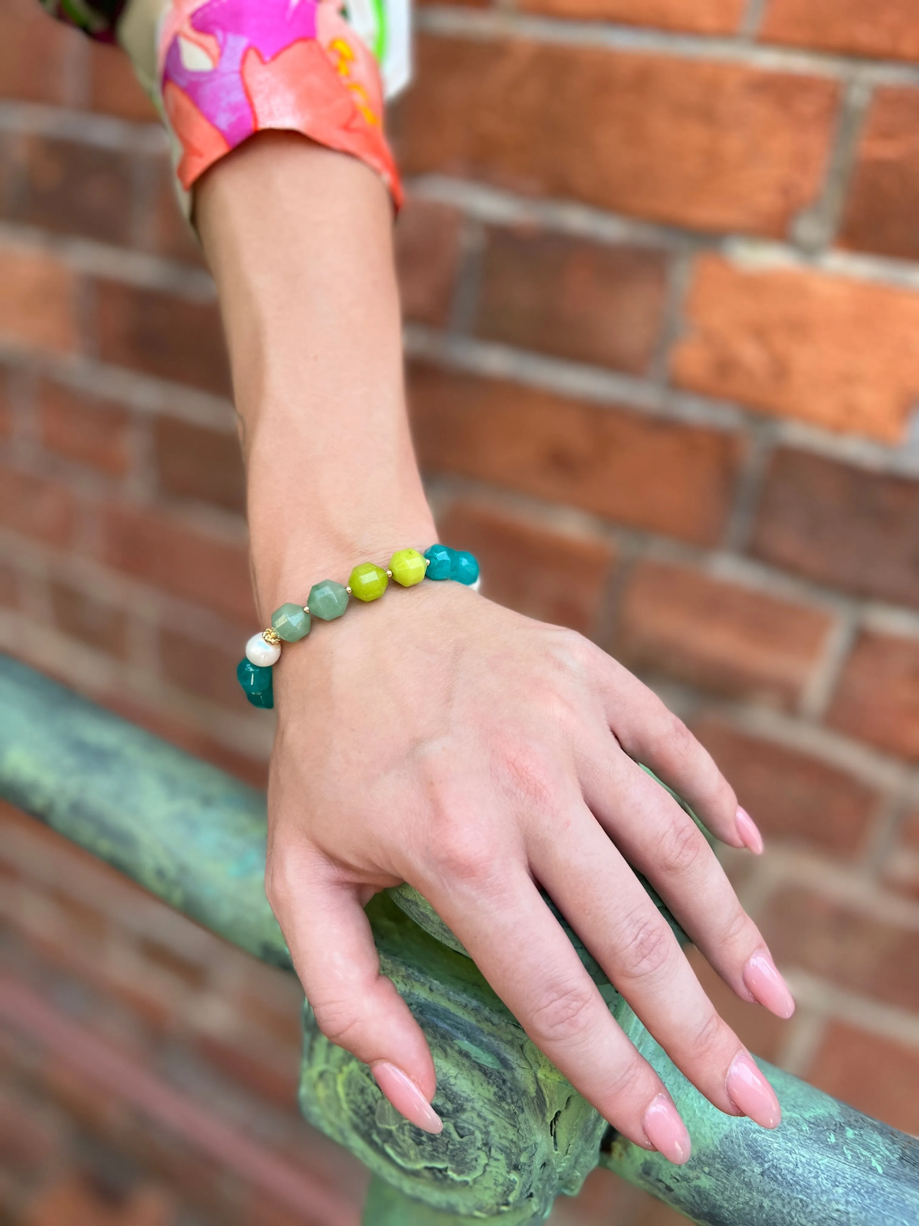 Green And Blue Jade Adjustable Bracelet HB001