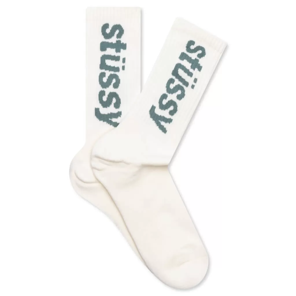 Helvetica Crew Socks - Chiffon/Stone