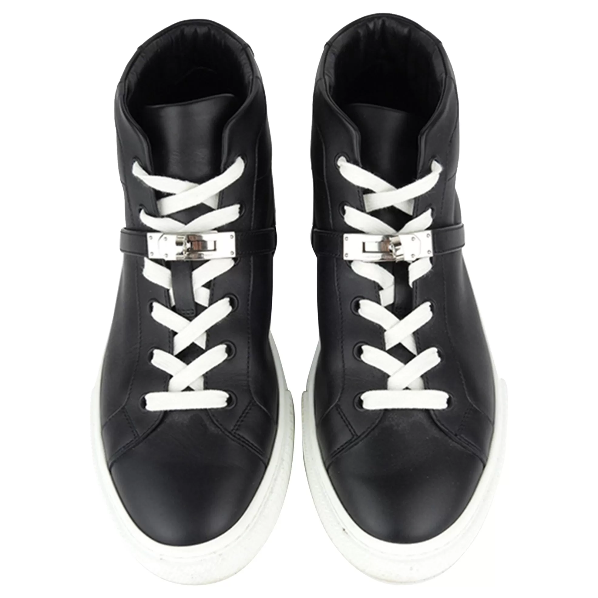 Hermes Black Calfskin Leather High Top Women's Daydream Sneakers - 40 FR | 39 IT