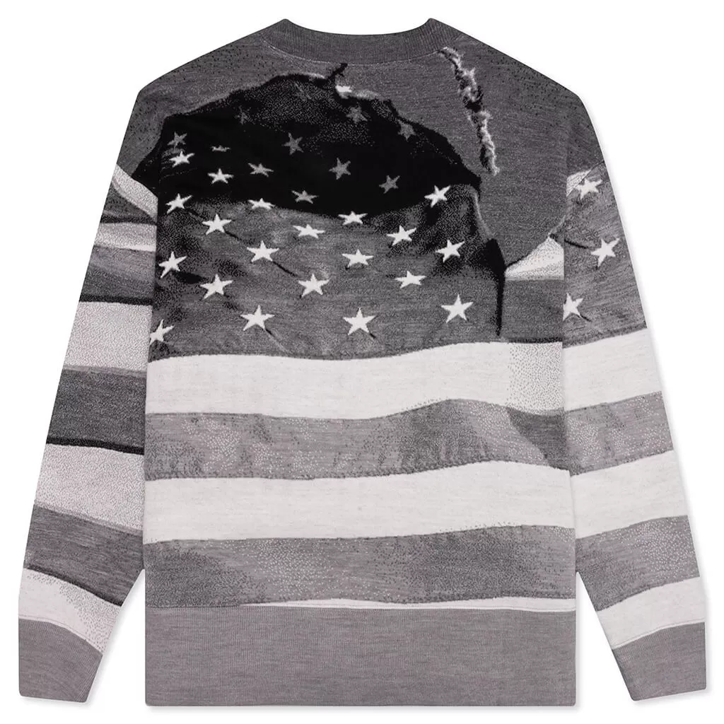 Jacquard Flag Sweater - Melange Grey