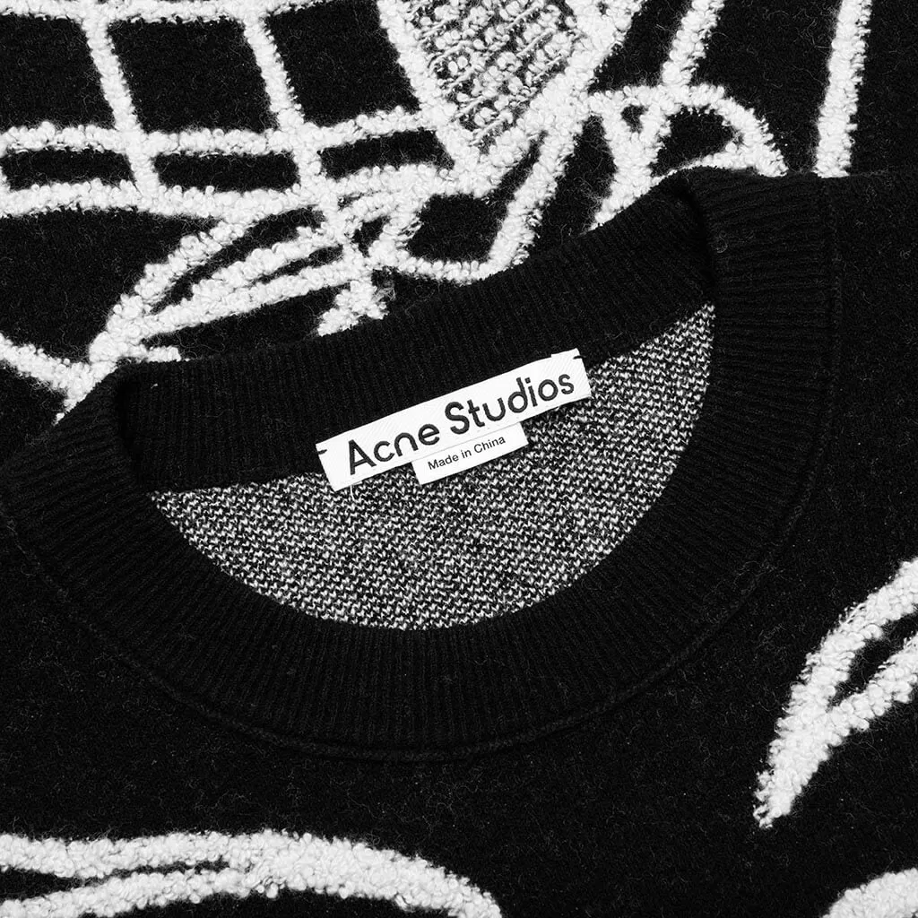 Jacquard Logo Jumper Sweater - Black/Ecru