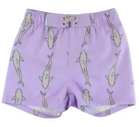 Jawsome Purple & Gray Swim Trunks