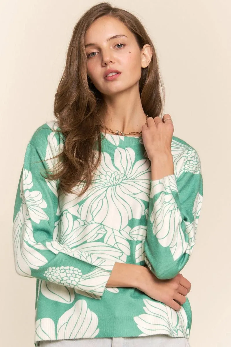 J.nna Crew Neck Floral Knit Top