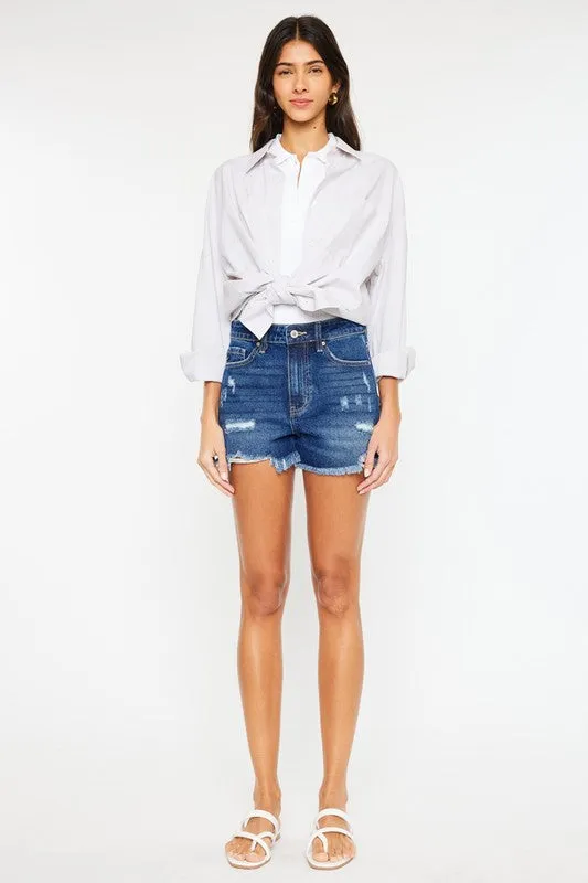 KanCan High Rise No Stitch Frayed Hem Shorts