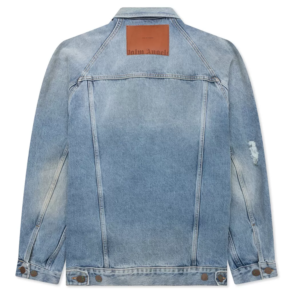 Light Wash Sunset Loose Denim Jacket - Blue/Brown