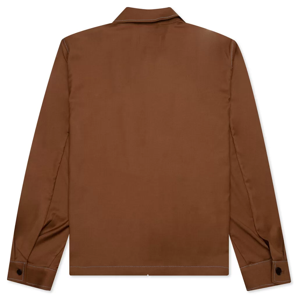 Lightweight Wool Harrington Jacket - Brown