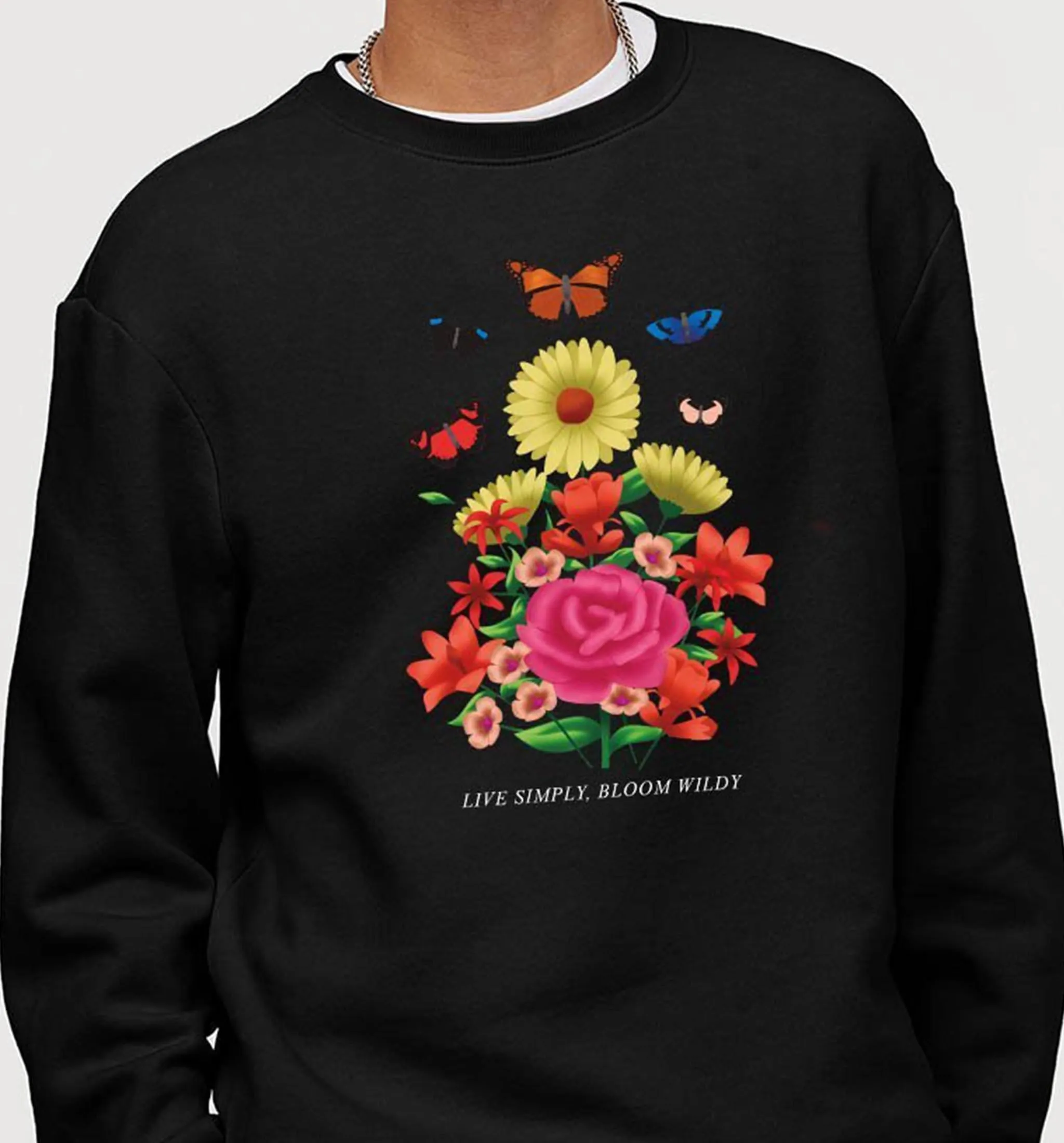 Live Simply Bloom Wildly | Vegan Crewneck