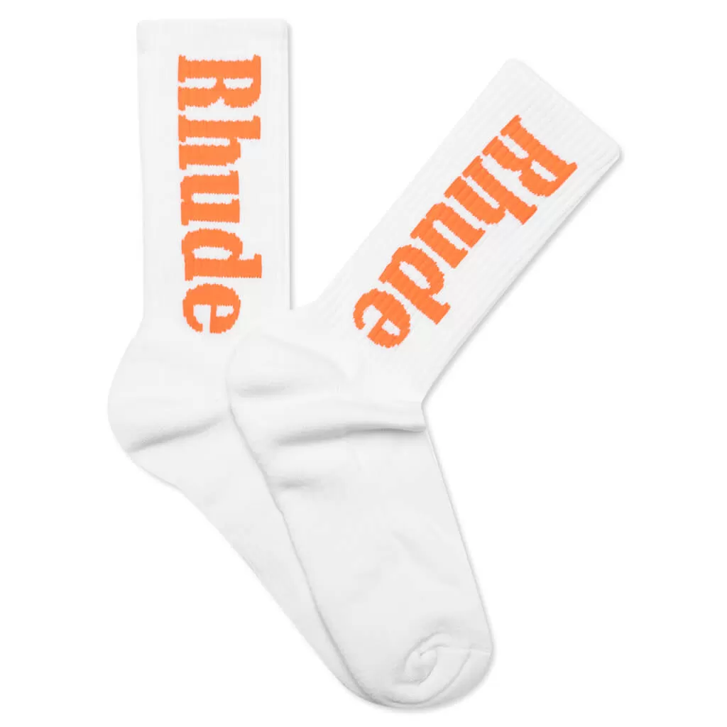 Logo Sock - White/Orange