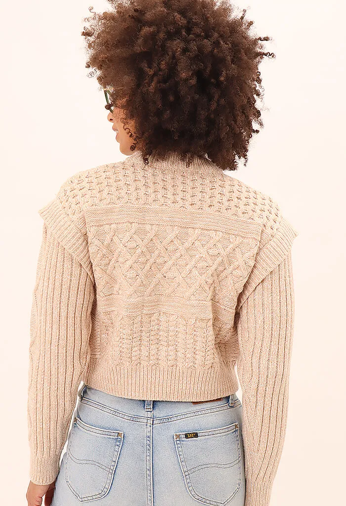 MINK PINK- Jolene Cable Knit Ball Sweater