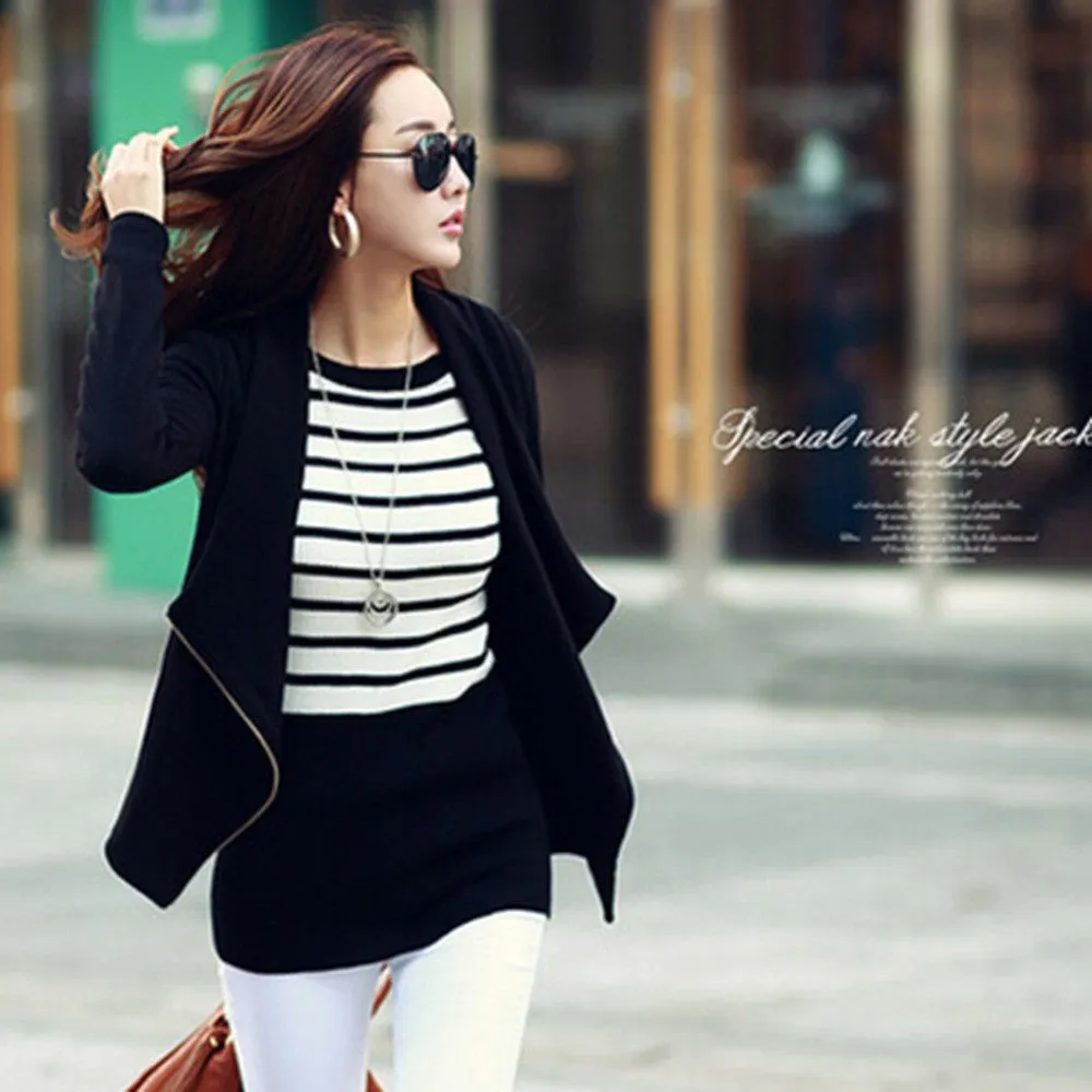 New Women Korean Style Zipper Slim Casual Long Sleeve Jacket Outwear Coat S/M/L/XL jawbreaker SM6