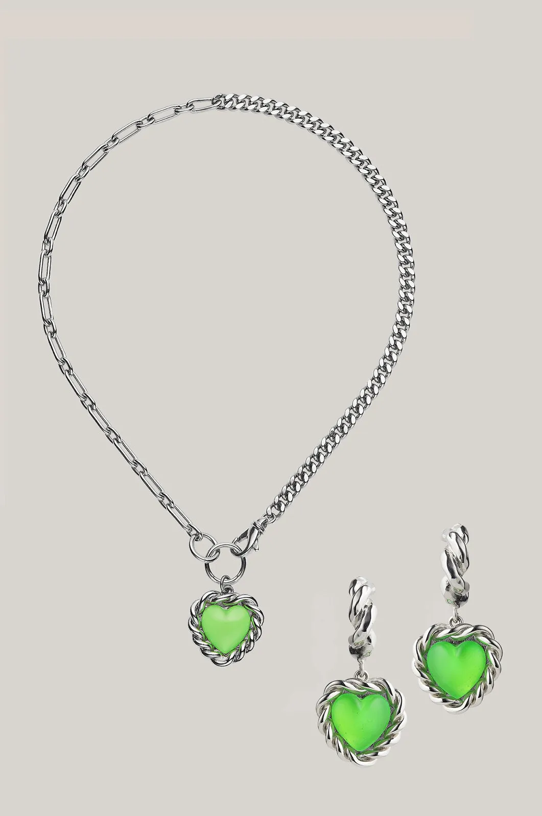 Pack Limelight Neon Green Earrings + Limelight Neon Green Necklace