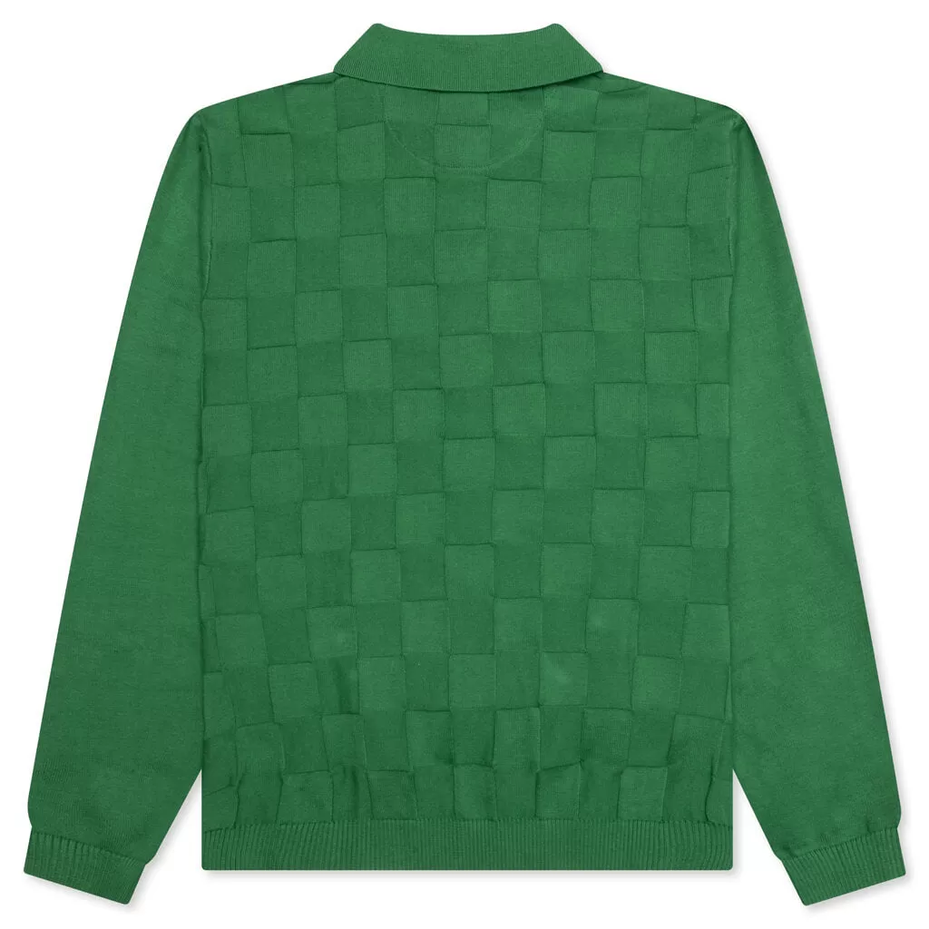 Palmer Checked L/S Sweater Polo - Augusta Green