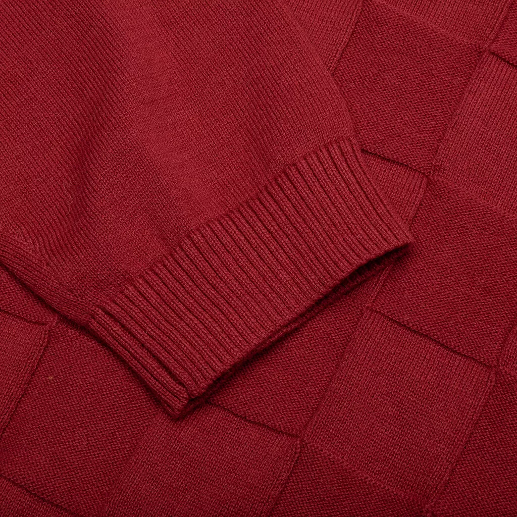 Palmer Checked L/S Sweater Polo - Sunday Red