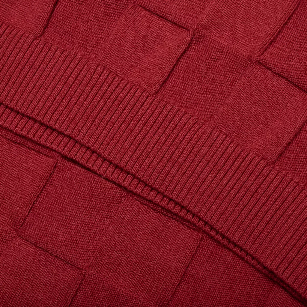 Palmer Checked L/S Sweater Polo - Sunday Red