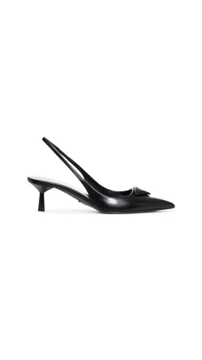 Patent Leather Slingback Pumps - Black