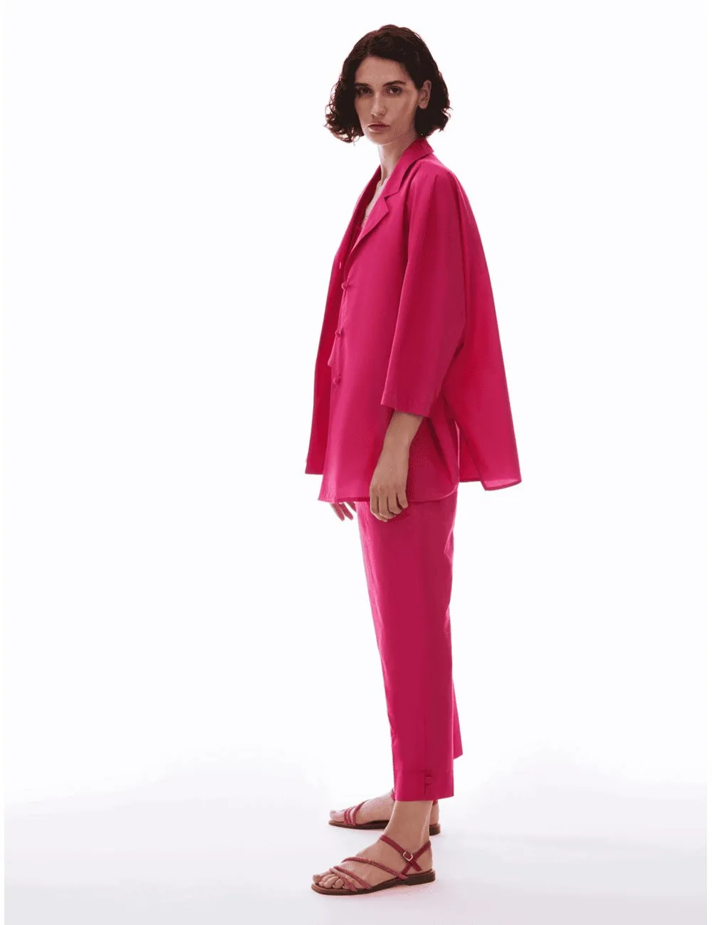 Pennyblack - Camicia oversize in taffettà fucsia