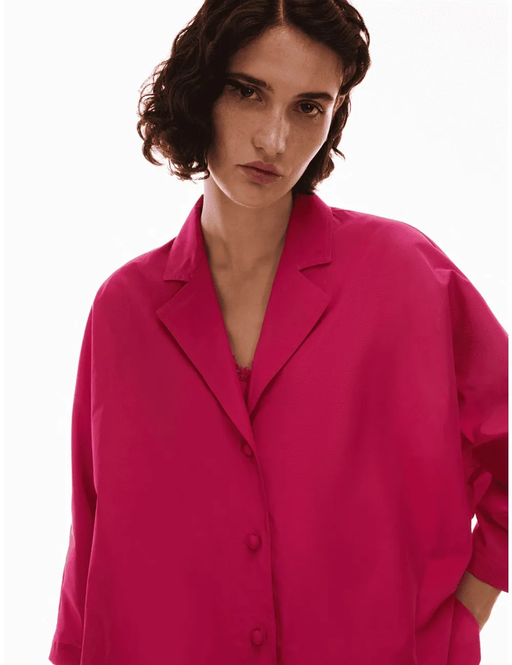 Pennyblack - Camicia oversize in taffettà fucsia