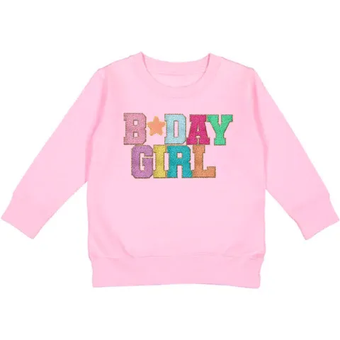 Pink Birthday Girl Patch Sweatshirt