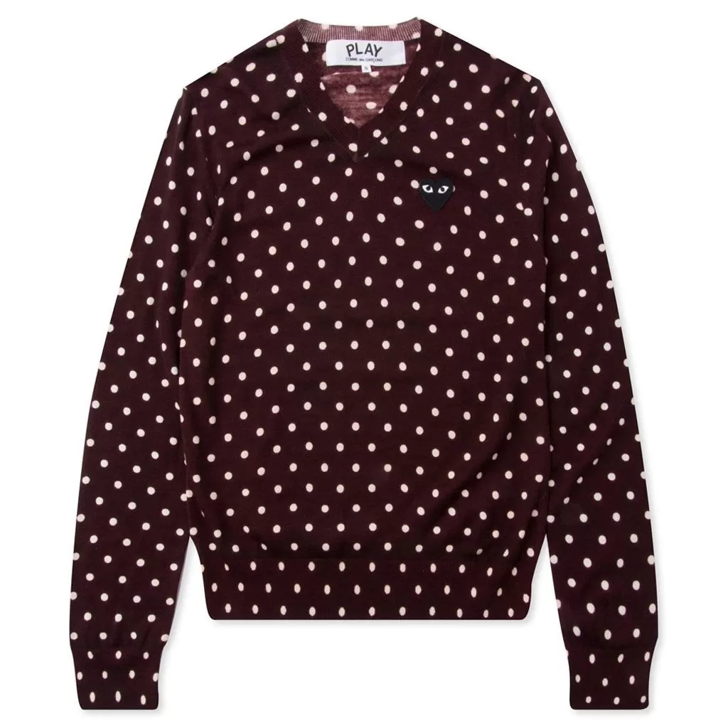 Polka Dot Sweater - Burgundy