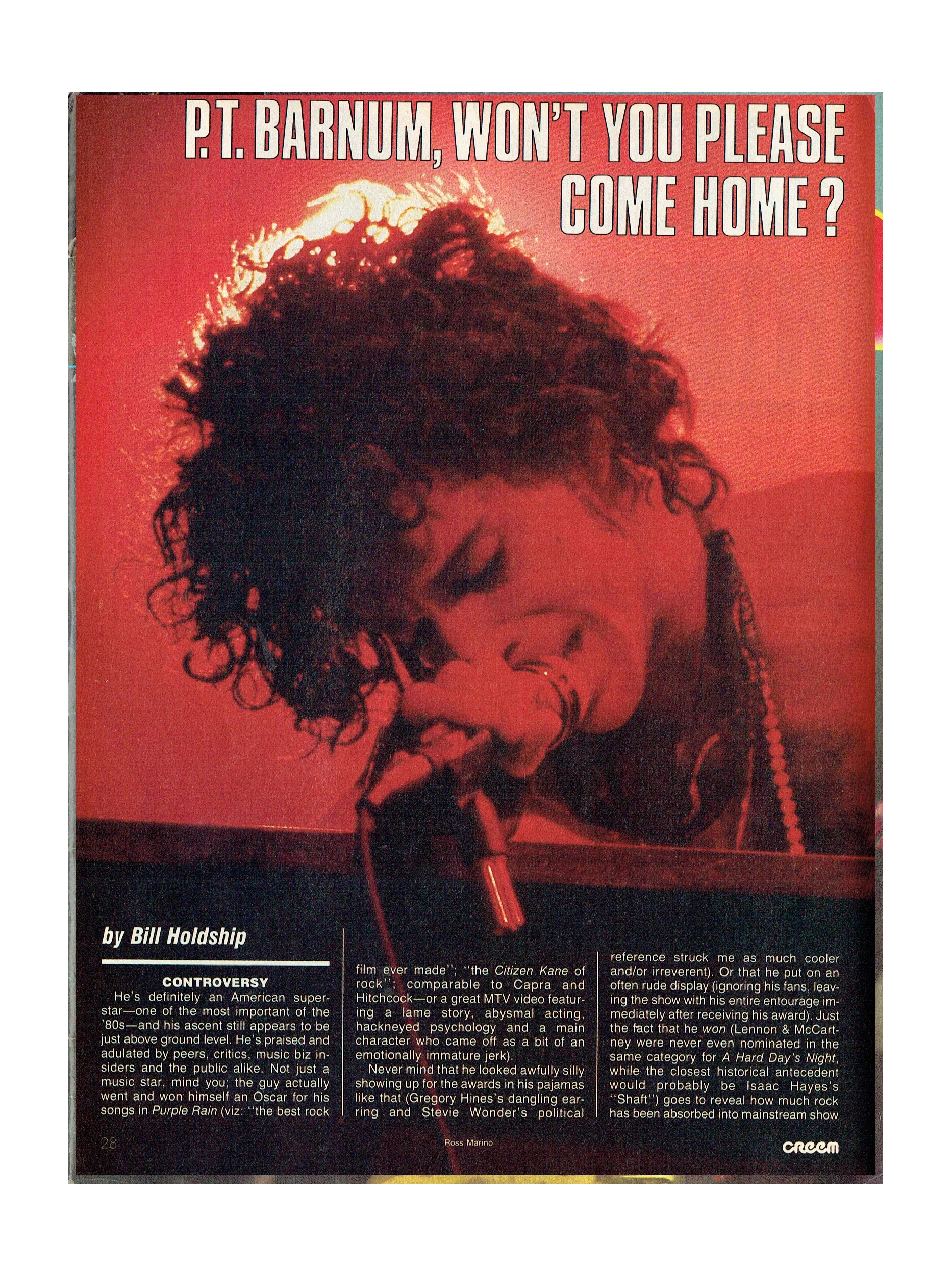 Prince – Cream Magazine July 1985 Prince Cover & 6 Page Article